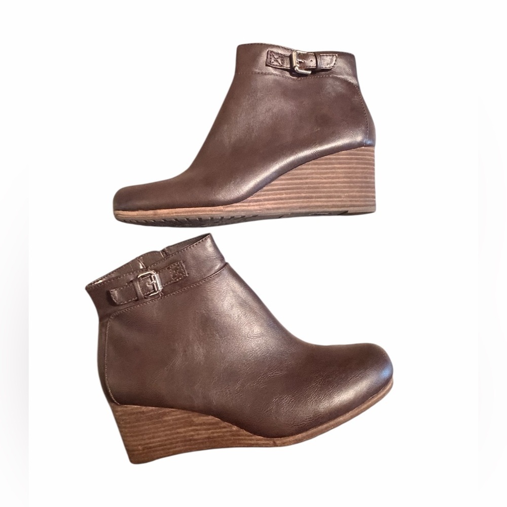 Dr. Scholl's Womens Boots Size 10 Diana Booties Chocolate Brown Excellent Wedge - Picture 2 of 8